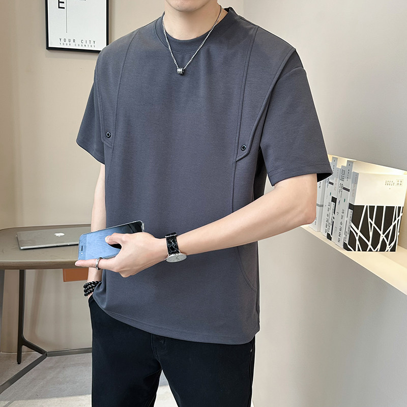 重磅液态棉轻奢冰丝男士设计感美式潮牌短袖T恤半袖T539-P48,男装T恤,电商D246