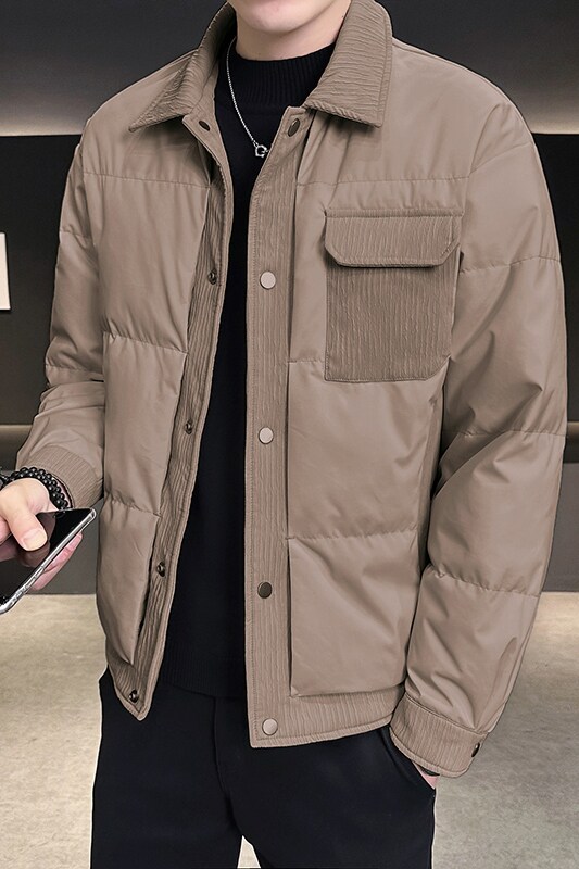 @新标有报告羽绒服拼接潮流男衬衫领YR885-P195,男装衬衫,电商D246