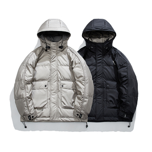 @标-平铺白底冬外套连帽拼接羽绒服潮流男拼接上衣YR852-P165图片