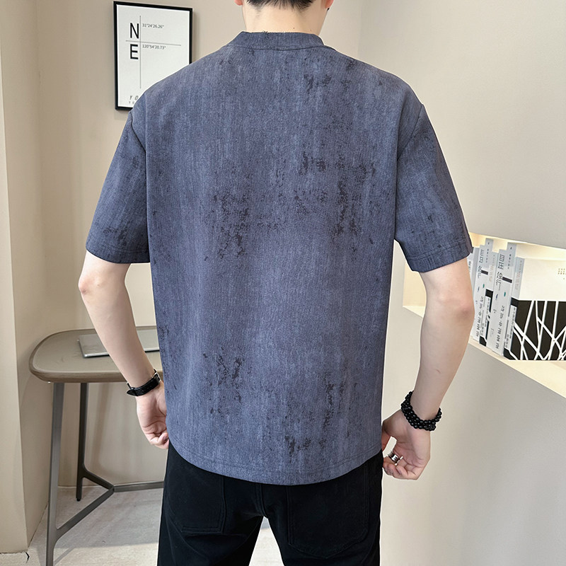 重磅260g新面料轻奢冰丝男士设计感晕染短袖T恤半袖T535-P48,男装T恤,电商D246