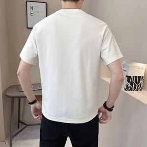 @店主 2025新款设计男士高克重撞色圆领短袖T恤半袖91082-P48图片