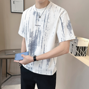 @店主 扎染设计男士高克重圆领渐变短袖T恤半袖85232-P48图片
