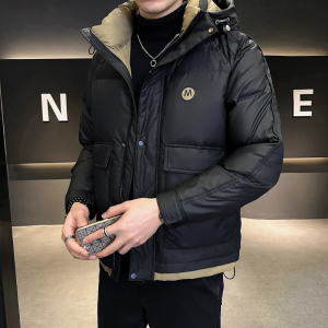 @店主风-大白鸭绒拼色羽绒服男工装连帽YR868-P180控268图片