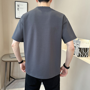 重磅液态棉轻奢冰丝男士设计感美式潮牌短袖T恤半袖T539-P48图片
