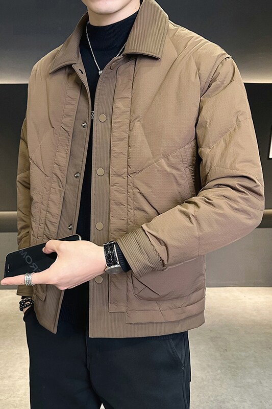 @标有报告肌理感羽绒服潮流男衬衫领18819-P175,男装衬衫,电商D246