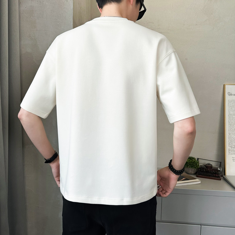 原版面料新中式竹子男士高克重刺绣圆领短袖T恤半袖T511-P40,男装T恤,电商D246