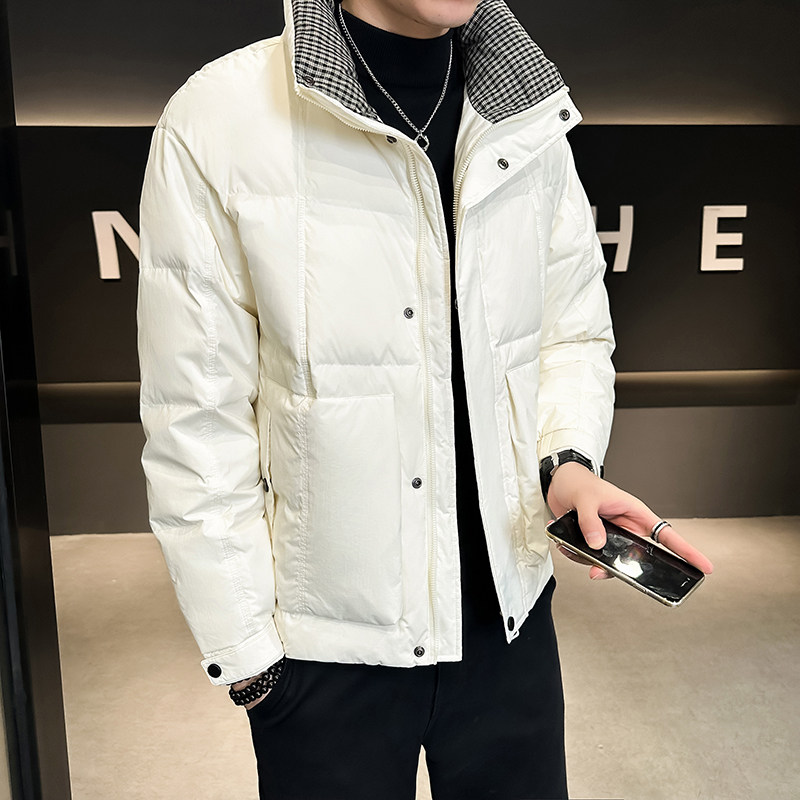 @店主风-定制面料2024新款白鸭绒工装拼接立领羽绒服男YR913-P185,男装羽绒服,电商D246