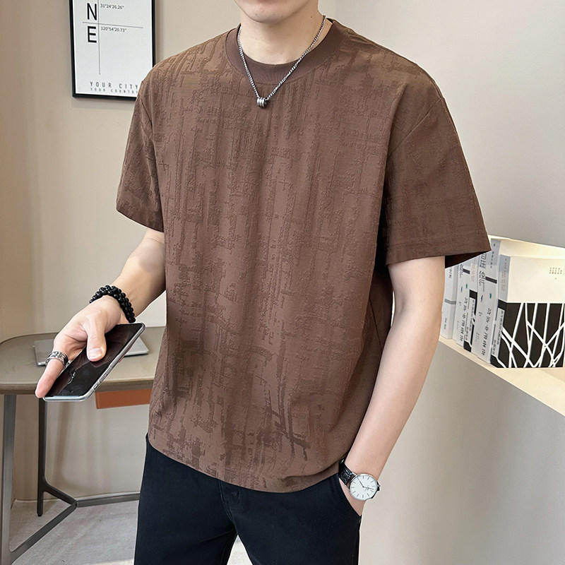 新面料树皮肌理感男士设计感潮牌质感短袖T恤半袖T541-P48,男装T恤,电商D246