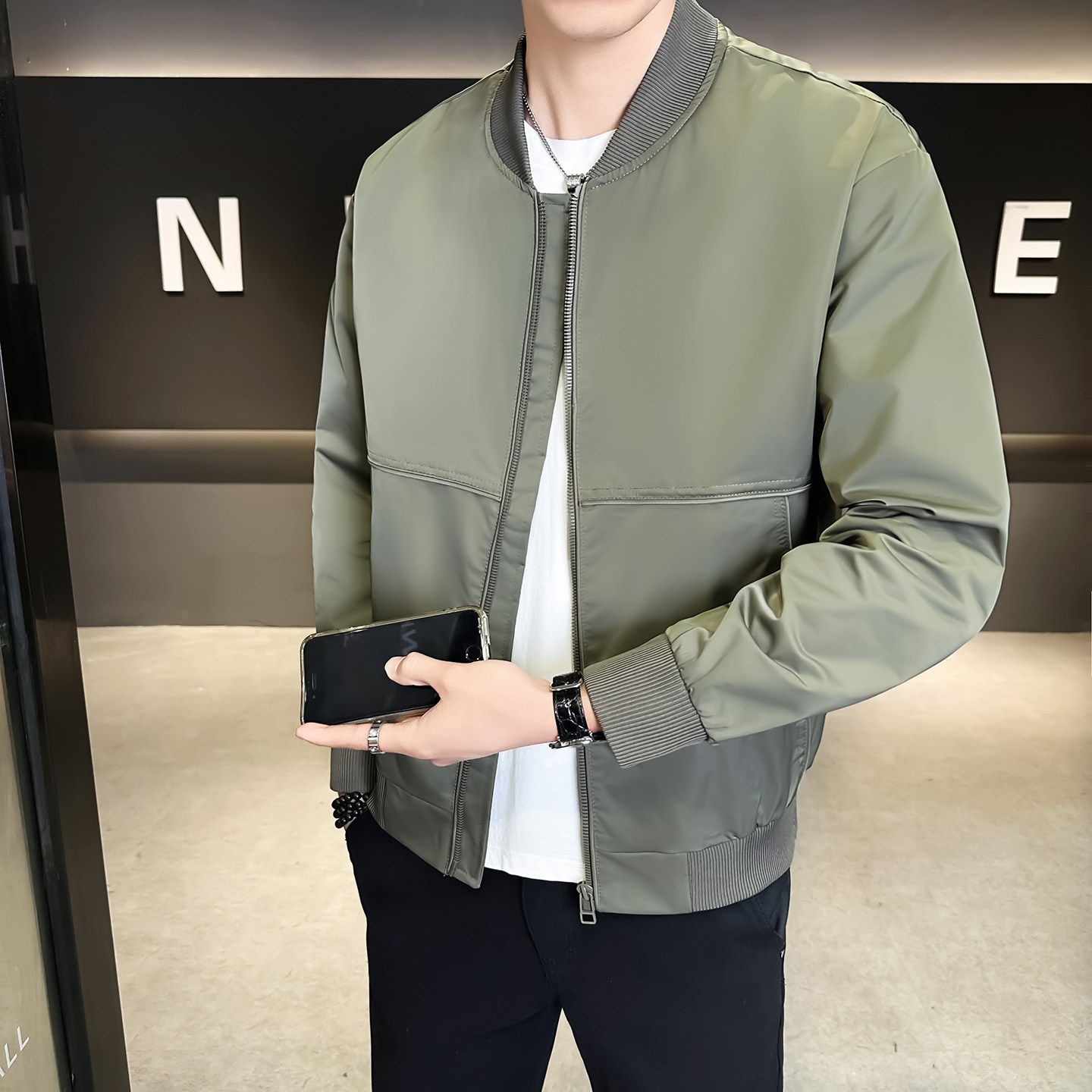 2026春秋新款 男士外套定制棒球领工装夹克男1902-P105图片
