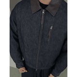 网图@标50美式风格牛仔外套拼接羽绒服潮流男翻领领YR899-P205，男装工装外套，电商D246