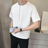 原版面料果冻双面空气层享利领男士高克重短袖T恤半袖T531-P48，男装T恤，电商D246