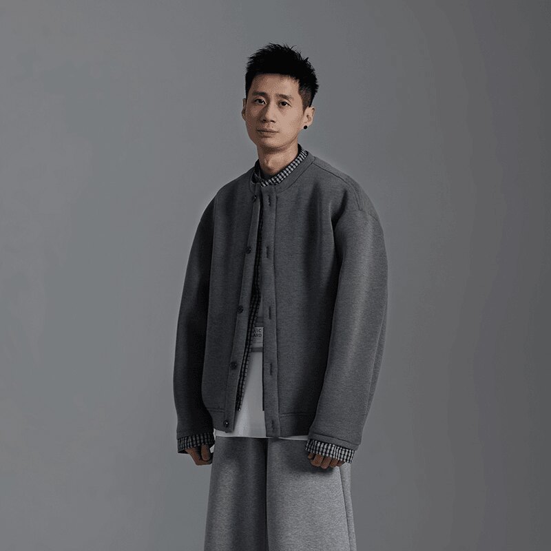 抖音杭曼男装假两件外套高级感格子拼接设计男女款6126-P105,男装夹克,电商D246
