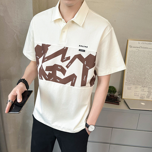 @店主 2025夏季冰感纯棉拼接设计感短袖T恤polo衫25506-P58图片