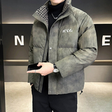 @店主风-脏脏风免洗皮面料冬立领羽绒服潮流男18338-P185，男装羽绒服，电商D246