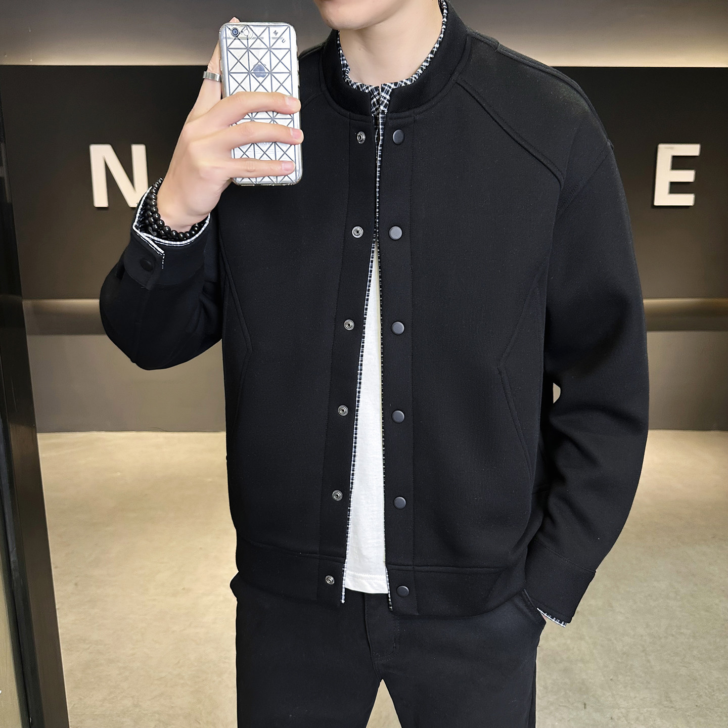 2026春秋新款男士外套定制开衫假两件工装夹克男JK158-P100,男装夹克,电商D246