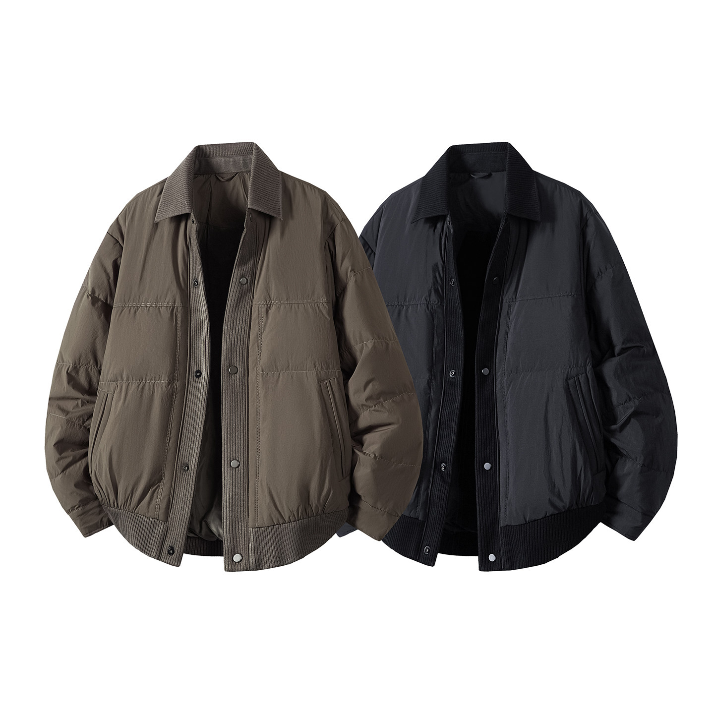 @标 立体平铺针织拼接新款外套羽绒服设计感男外套88072-P195图片