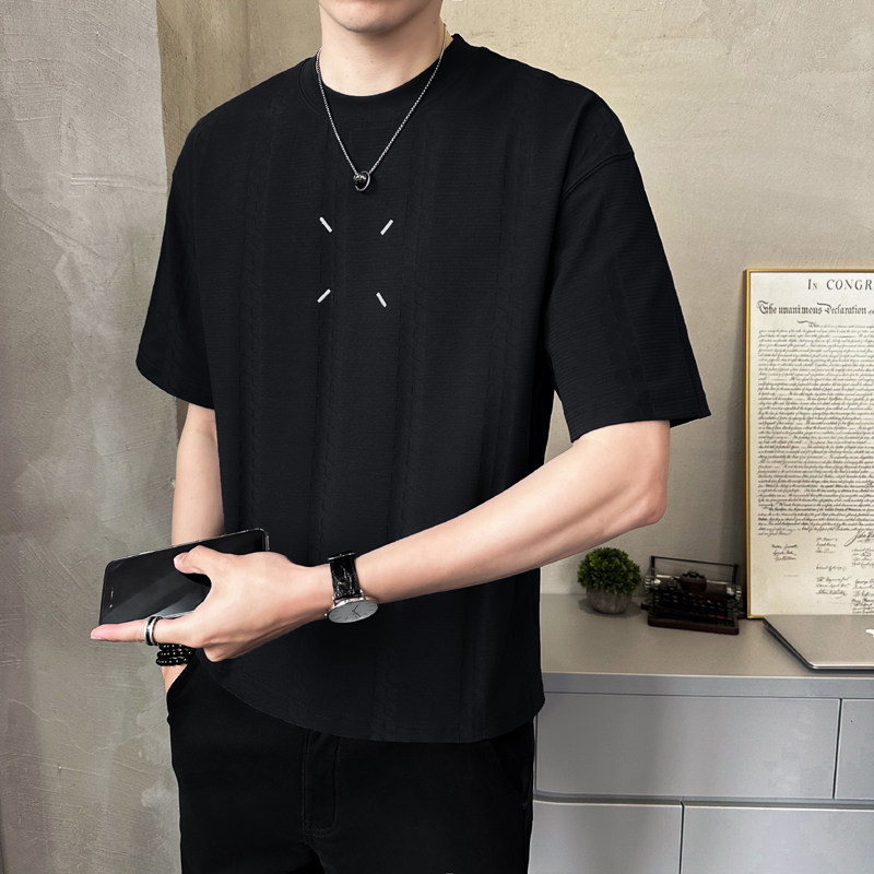 原版面料定制提花男士高克重刺绣圆领短袖T恤半袖T516-P50,男装T恤,电商D246