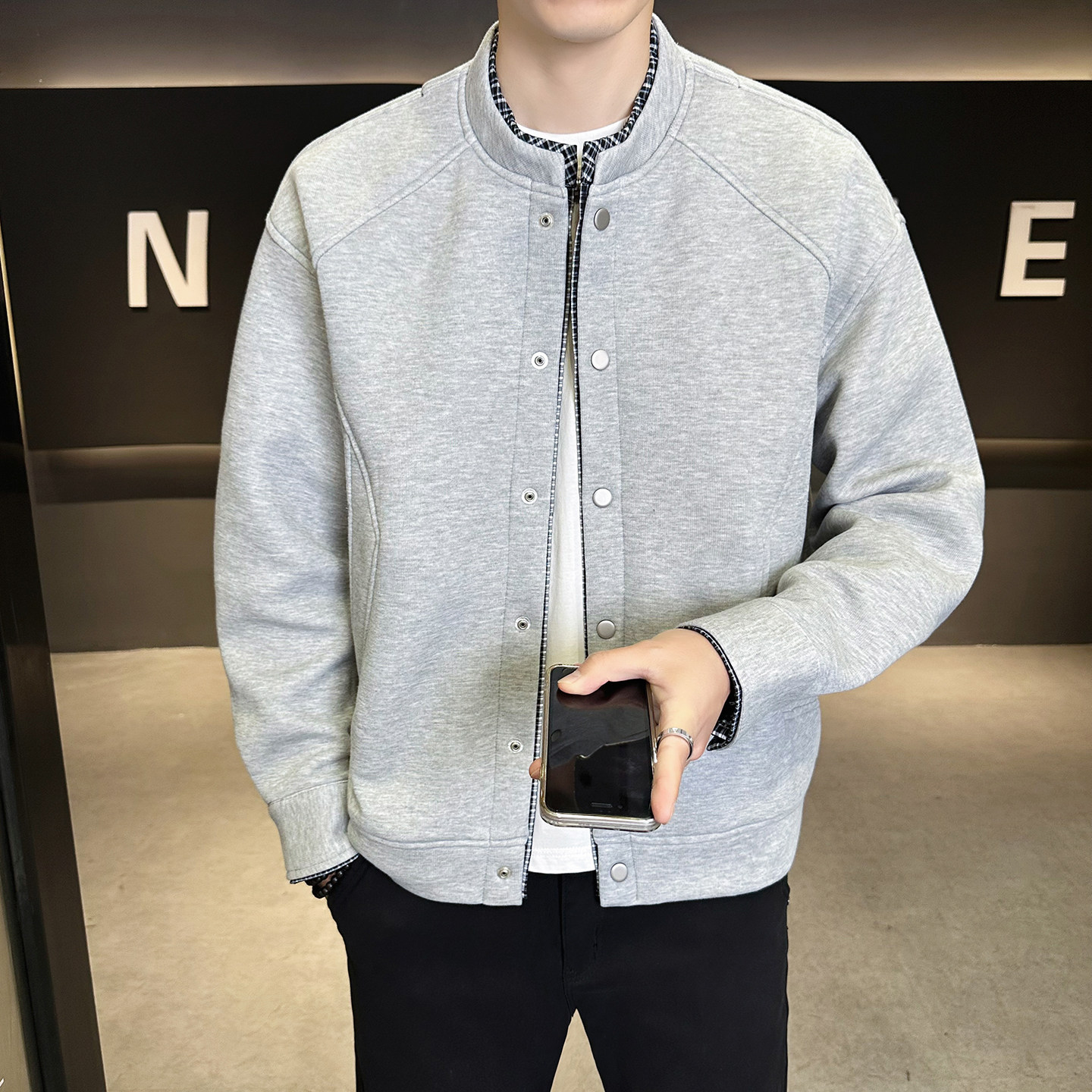 2026春秋新款男士外套定制开衫假两件工装夹克男JK158-P100,男装夹克,电商D246