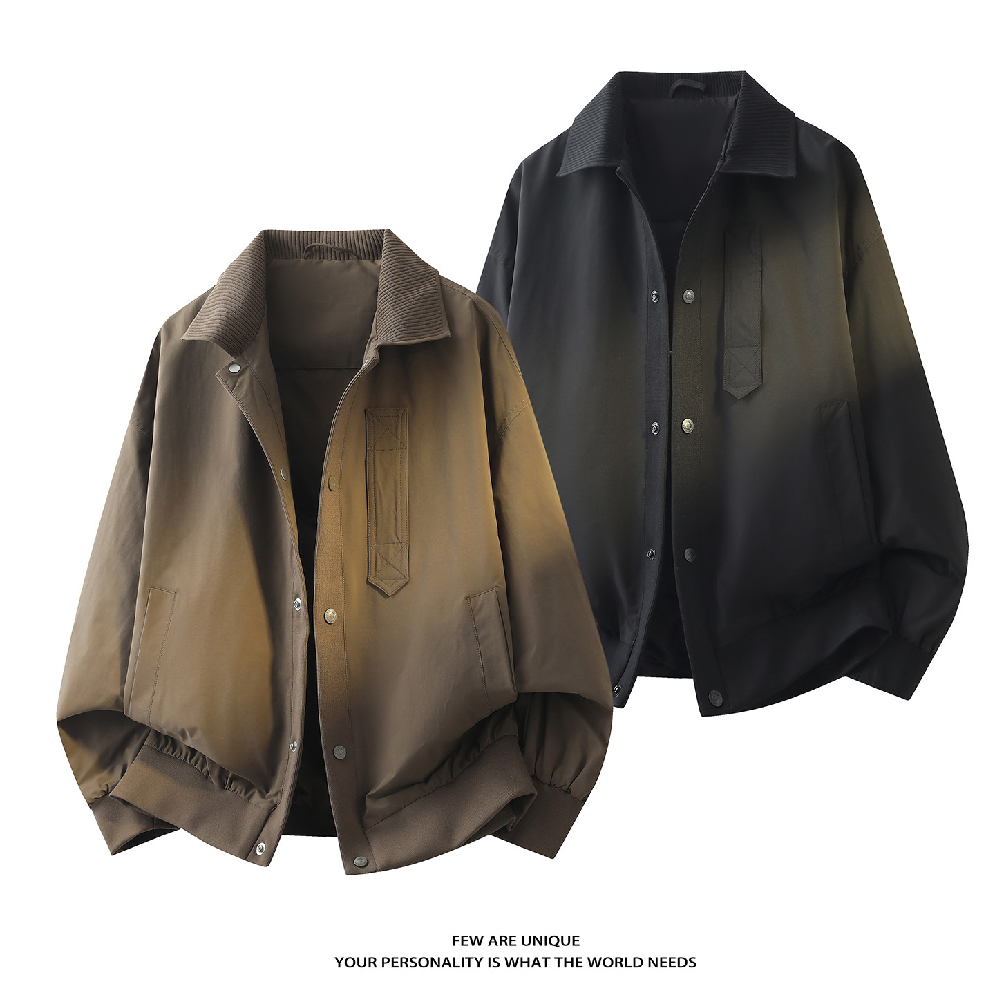 平铺3D-2026春秋新款男士外套针织翻领工装夹克男1907-P95，男装夹克，电商D246