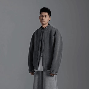 抖音 杭曼男装假两件外套高级感格子拼接设计男女款6126-P105图片