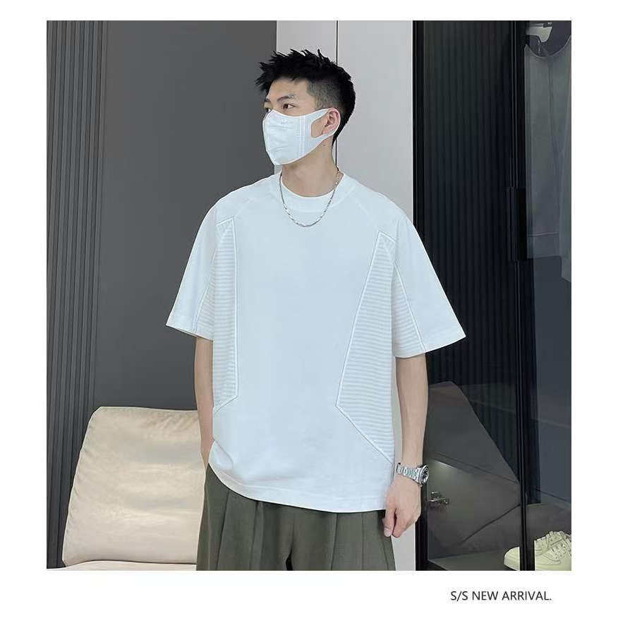 冰丝凉感男士速干拼接圆领短袖T恤半袖T528-P48,男装T恤,电商D246