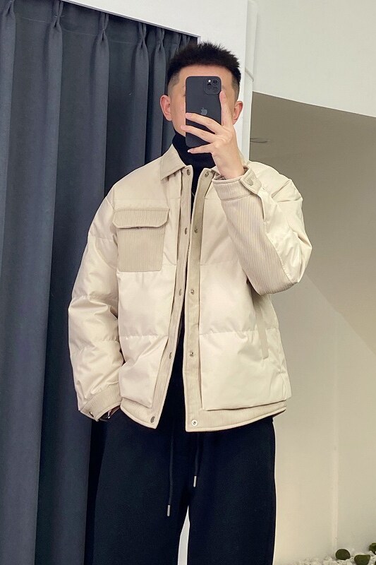 @新标有报告网图慎用羽绒服拼接男外套YR885-P195,男装羽绒服,电商D246