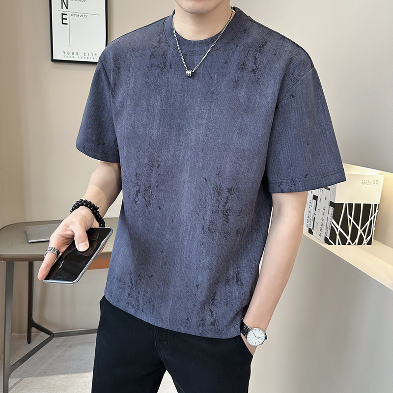 重磅260g新面料轻奢冰丝男士设计感晕染短袖T恤半袖T535-P48,男装T恤,电商D246
