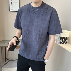 重磅260g新面料轻奢冰丝男士设计感晕染短袖T恤半袖T535-P48图片