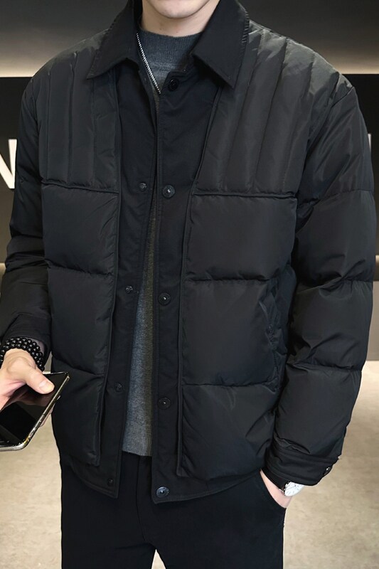 @标有报告冬白鸭绒拼接翻领羽绒服潮流男拼接衣YR860-P150,男装羽绒服,电商D246