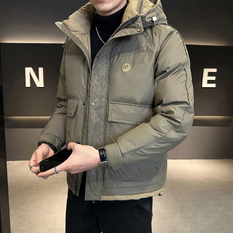 @店主风-大白鸭绒拼色羽绒服男工装连帽YR868-P180控268，男装羽绒服，电商D246