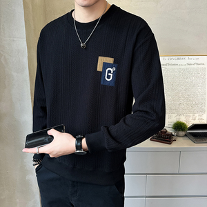@店主风特殊面料上衣男针织长袖卫衣圆领外套休闲-8823-P58