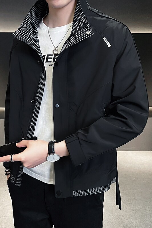 @店主风春秋工装假两件立领夹克外套JK801薄款P105有二棉加厚115,男装夹克,电商D246