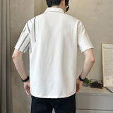 肌理感轻奢高级男士条纹撞色polo杉短袖T恤半袖T527-P55，男装T恤，电商D246