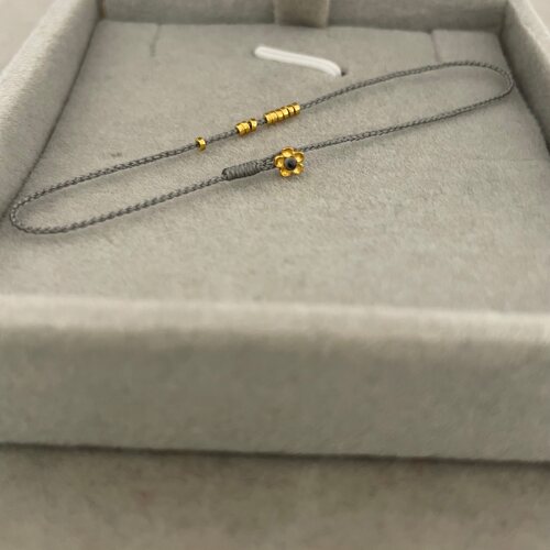 足金999小隔珠梅花手工精编红绳