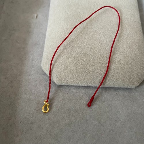 足金999黄金小虾扣纯手工素红绳