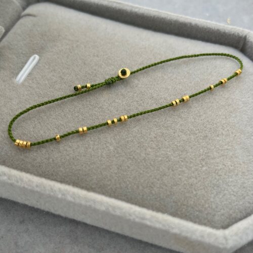 足金999小隔珠纯手工编织素红绳