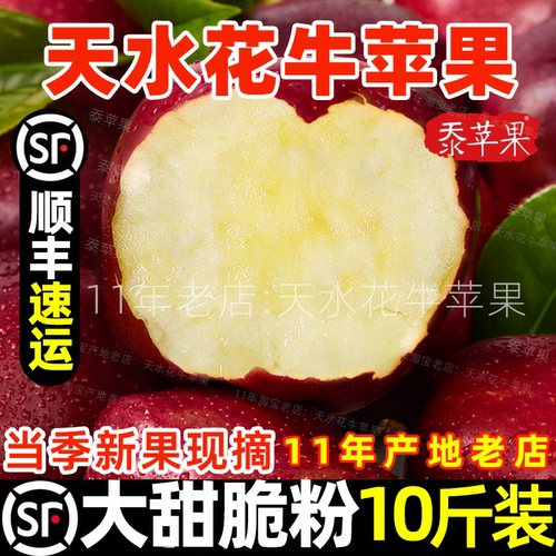 顺丰甘肃天水正宗花牛苹果直销蛇红果婴宝宝老人粉面沙脆新鲜水果