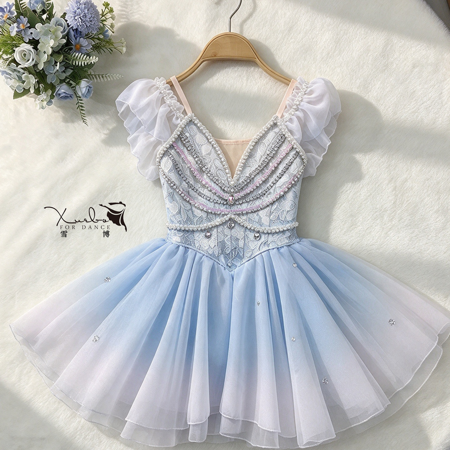 定制款蓝色丘比特魔符女桑比卡tutu裙成人儿童演出服比赛定制