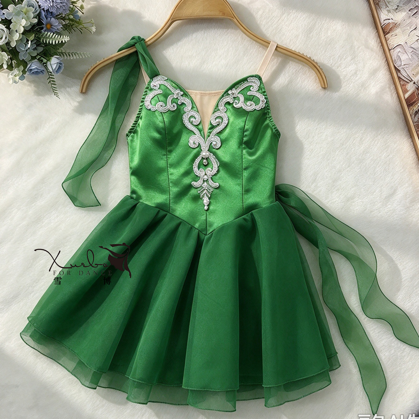 定制款绿色丘比特魔符女桑比卡tutu裙成人儿童演出服比赛定制