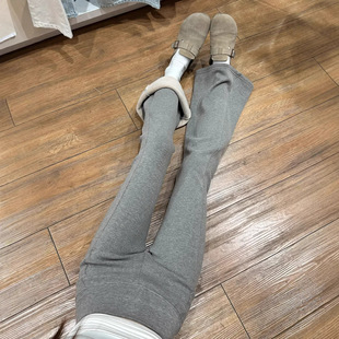 灰色微喇裤女2026春季新款加绒修身显瘦百搭垂感瑜伽喇叭休闲卫裤