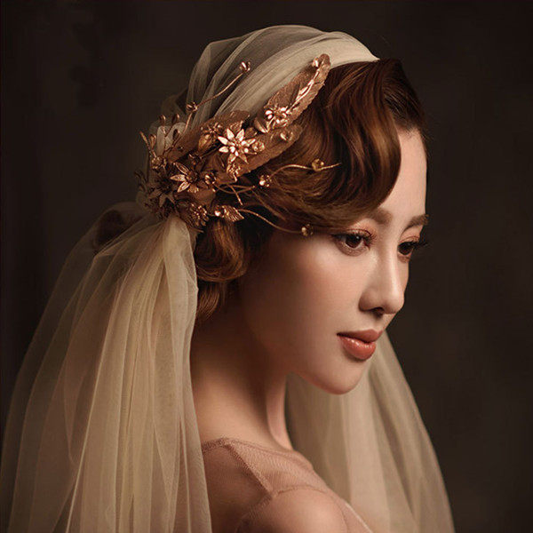 巴洛克头饰新娘超仙金色欧美大气复古风结婚纱敬酒汉服配饰盘发饰