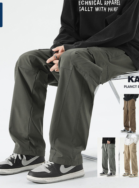 捷尼拉莫geniolamode军绿色工装裤男直筒宽松潮牌美式休闲冲锋裤