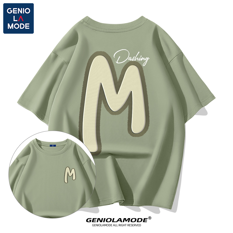 捷尼拉莫geniolamode重磅t恤男短袖正肩美式高街字母夏季男款半袖