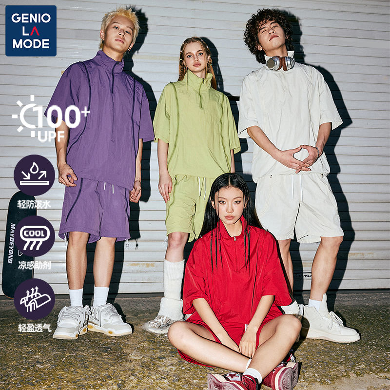 GENIOLAMODE痞帅套装男夏季短裤短袖美式高街潮牌25新款一套穿搭