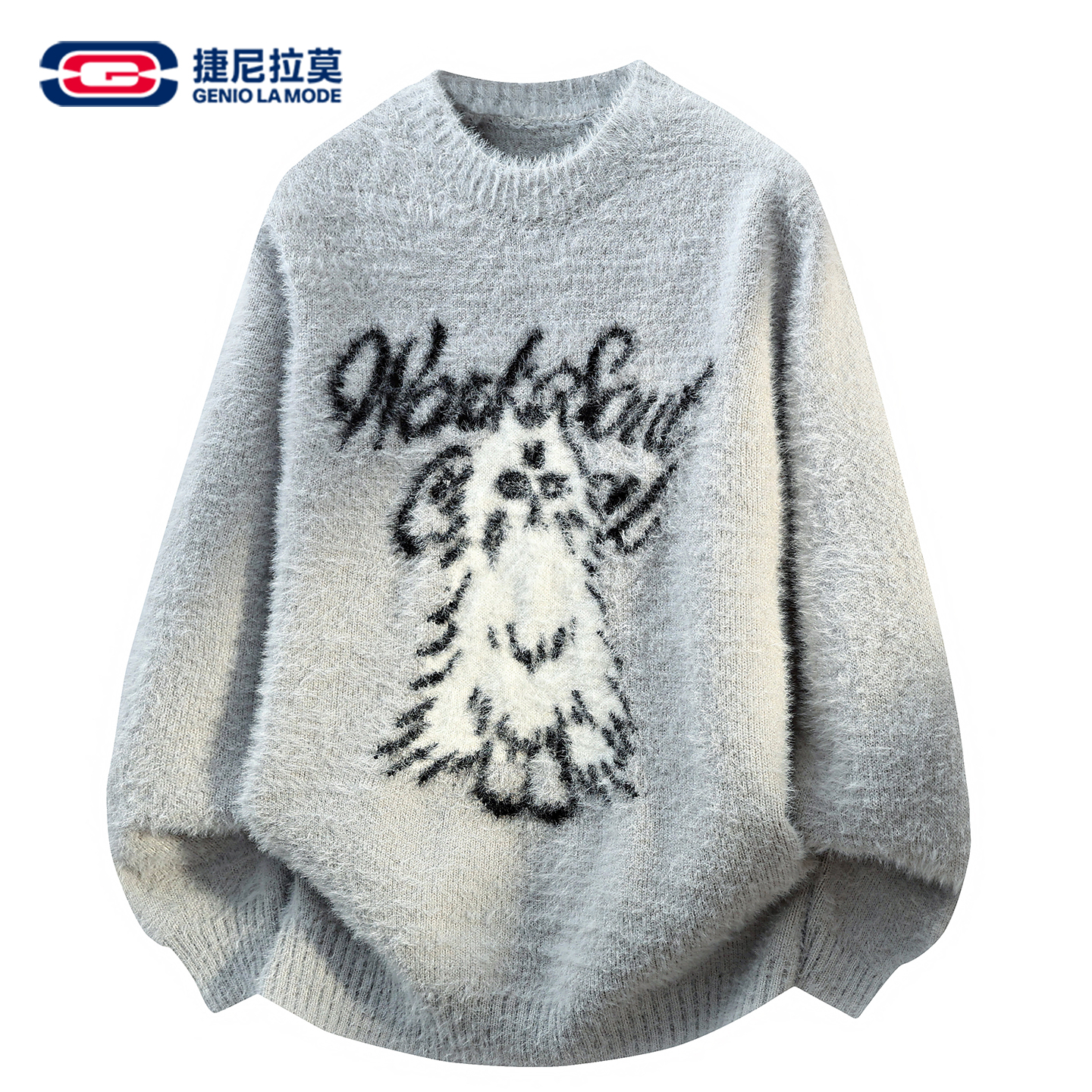 GENIOLAMODE圣诞毛衣男女秋冬个性潮流设计卡通风软糯针织打底衫