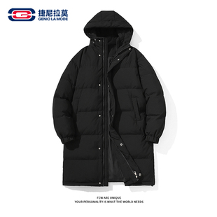 GENIOLAMODE羽绒服男士冬日韩系穿搭cleanfit保暖加绒棉衣中长款