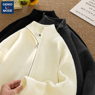 捷尼拉莫GENIOLAMODE男士拉链毛衣开衫港风慵懒潮流春秋针织外套