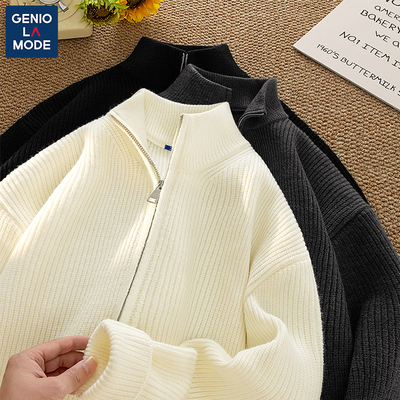 捷尼拉莫GENIOLAMODE男士拉链毛衣开衫港风慵懒潮流春秋针织外套