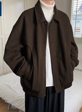 GENIOLAMODE外套男款初秋小香风高级感短款毛呢cleanfit翻领夹克