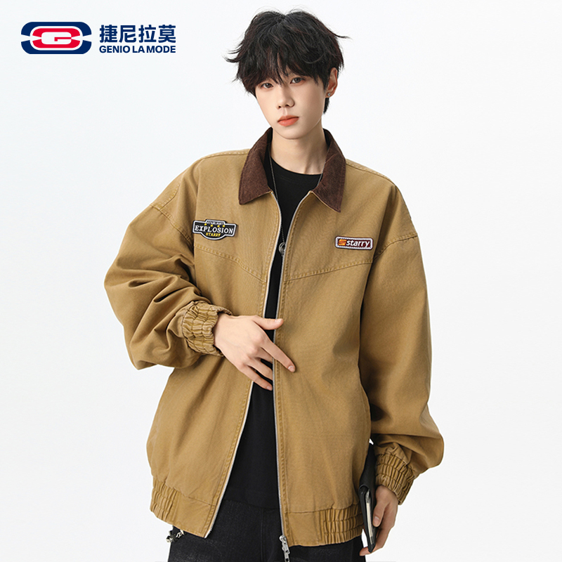 捷尼拉莫美拉德夹克男冬季美式复古vintage潮牌工装外套翻领上衣